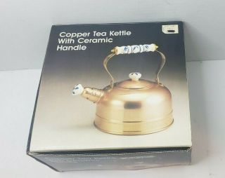Vintage Mid Century Copper Tea Pot With Ceramic Handle Nib