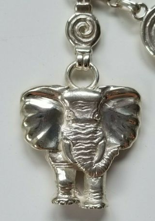 Patrick Mavros Sterling Silver Elephant Keychain Key Ring Holder Pendant NWB 2