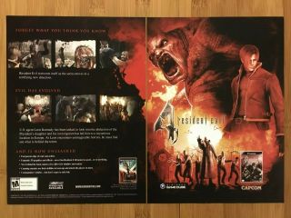 Resident Evil 4 Gamecube Ps2 2005 Vintage Print Ad/poster Official Art Horror