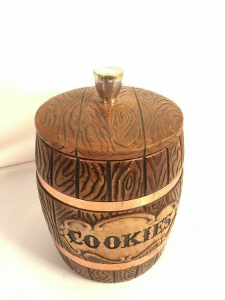 Treasure Craft Barrel Style Vintage Cookie Jar Made In Usa