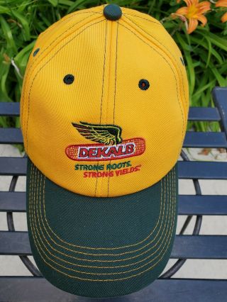 DeKalb Seed Corn Baseball Hat Cap Adjustable Embroidered Farmer Yellow USA. 2