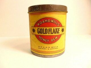 Vintage W.  D.  & H.  O.  Wills Gold Flake Honey Dew Cigarette Tin Can (empty)