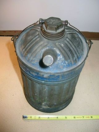 Vintage Nesco Oil Gas Can Galvanized Blue Paint With Spout And Wood Handle