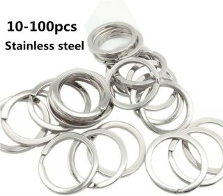 Stainless Steel Split Key Rings Bulk 15mm Lopp Flat Surface Rings Metal Keychain