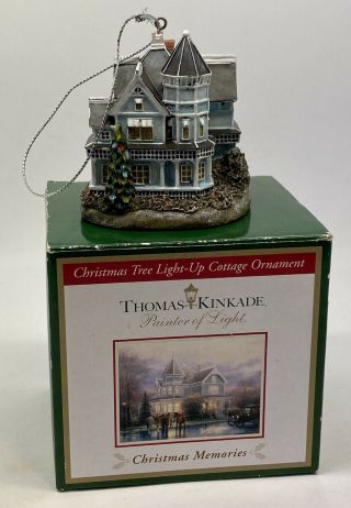 Thomas Kinkade Christmas Tree Light - Up Cottage Ornament - Painter Of Light