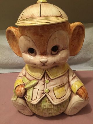 Vintage Treasure Craft Usa Cute Mouse Cookie Jar Orig.  Foil Label Compton Ca Usa