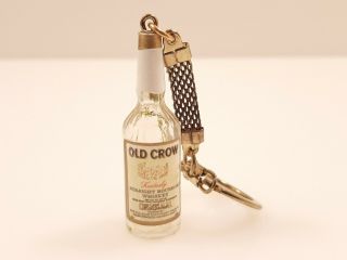 Rare Vtg 50s 60s Mid Century Mini Old Crow Whiskey Liquor Bottle Keychain