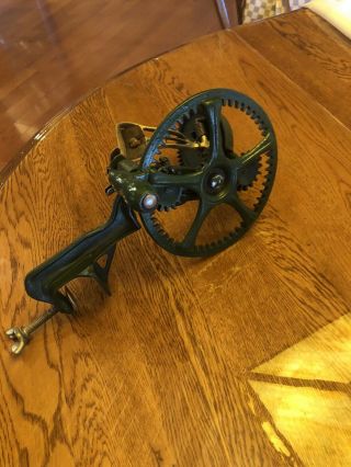 Vintage Reading 78 Cast Iron Apple Peeler Green Table Top Clamp