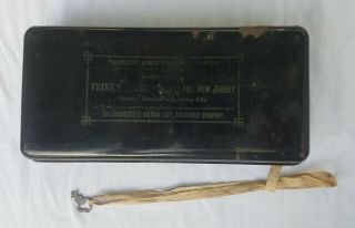 Vintage Metal Document Lock Box With Key Advertising Jersey Insurance Agent