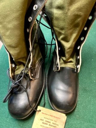 Us Army Vietnam War Jungle Boots With Vibram Sole 3rd Pattern 10n 1966 Nos