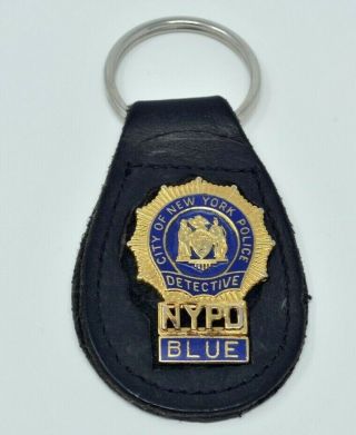 City Of York Police Detective Nypd Blue Leather & Metal Keychain