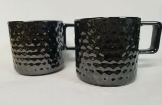 (2) Starbucks Christmas 2019 Black & Mirrored Ceramic Coffee Mug 12 Oz