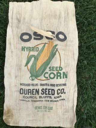 Osco Seed Corn Hybrids Sack Sign Norfolk Nebraska Council Bluffs Des Moines Iowa