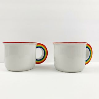 Vintage Pair Vandor Rainbow Handle Ceramic Coffee Mug Cup Retro 1978