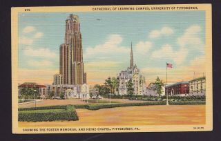 Old Vintage 1943 Postcard Of Heinz Chapel Pittsburgh Pa University Etc