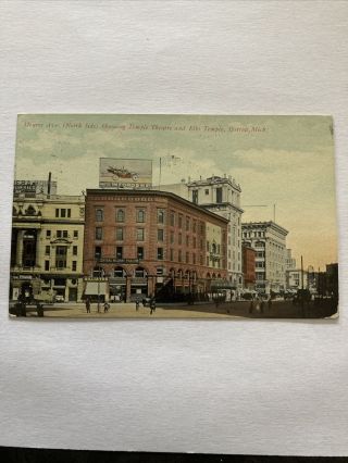 Old Vintage Detroit Mi Postcard Postmarked 1916 W/one Cent Stamp Monroe Ave.