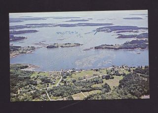 Old Vintage Postcard Friendship Maine Me Aerial View Harbor An Outlying Islands