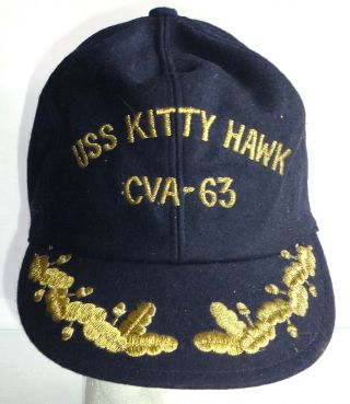 Vietnam Era Uss Kitty Hawk Cva - 63 Wool Ball Cap 58 (m - L) Japan