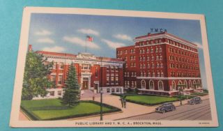 Old Postcard - [early 1900] Brockton,  Massachusetts {public Library} - - File 35