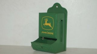 John Deere Tin Metal Wall Mount Match Box Matchbox Holder - &