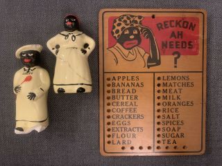 Vintage Americana “reckon Ah Needs " Wooden Grocery Peg Board,  Salty & Peppy