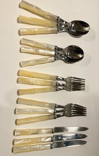 Inox Flatware - Made In Italy Mother Of Pearl Bamboo Handle