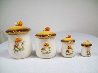 Vintage Sears Mushroom Canister Set of 4 w/Lids - 3