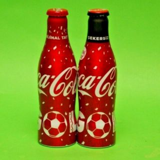 Coca Cola Turkey Empty Worldcup Goal Aluminium Bottles Complete Set Of 2