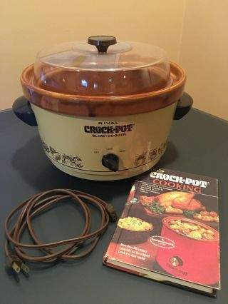 Vintage Rival 5 Quart Crock Pot Slow Cooker W/plastic Lid 1970 
