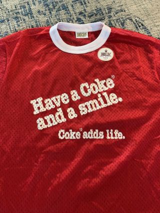 Vintage Coca Cola Shirt Large Have A Coke & A Smile Mesh L Ely Nos 80’s
