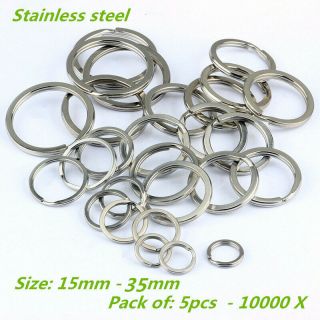 Stainless Steel Flat Split Key Ring Keychain 15 - 35mm 100 - 1000pcs