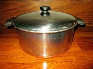 Vtg Revere Ware 6 Qt Stock Pan Copper Clad Stainless Steel Lid 1801 Usa