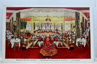 Illinois Il Chicago Edgewater Beach Hotel Marine Dining Room Postcard Old View