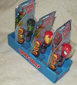 Set Of 3 Oop Marvel Avengers Lolli Pop Ups Spiderman Hulk Iron Man Candy J