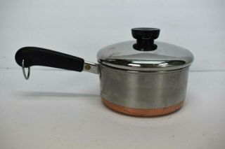 Vintage Copper Clad Revere Ware 1 Qt Saucepan With Lid 91a Clinton Illinois