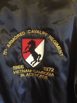 Vietnam Cambodia 1966 - 1972 11th Armored Cavalry Embroidered Souvenir Tour Jacket