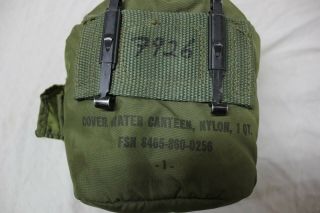 US Military Issue Vietnam Era Plastic Canteen with 1968 Nylon Cover SET P6 3
