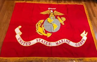 Vintage Us Marine Corps Embroidered Flag Heavy 2 - Sided 68x54” Us Flag & Signal