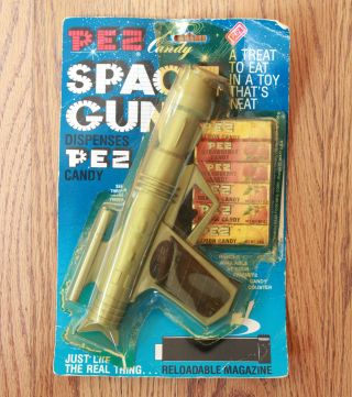 Pez Rare Vintage 1980s Pez Space Gun Silver On Card