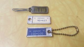 3 Kentucky Dav Mini License Plate Tag Keychain Charms Vintage - Number 100 - 000