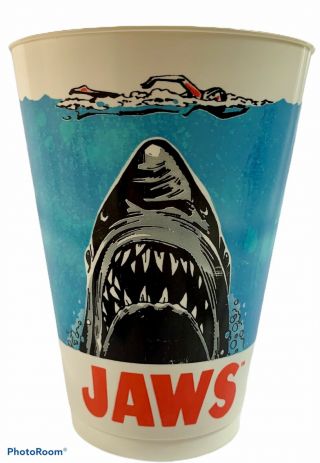 Vintage 1975 Jaws Movie Theater Old Plastic Promo Cup Great White Shark