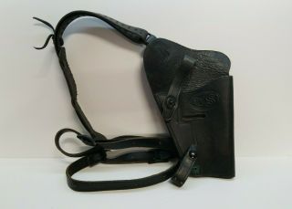 Vintage M7 1911 Cathey Ent 7791527 Us Military Shoulder Holster,  Black Leather