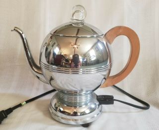 Vintage Chrome Percolator Coffee Pot With Wood Handle Manning - Bowman & Co.