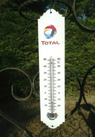 Thermomètre émaillé Pub 30 Cm Total Carburant émail Garage Fabriqué En France