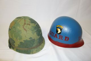 Vietnam War Us Army 101st Airborne Guard M1 Combat Helmet & Painted Liner
