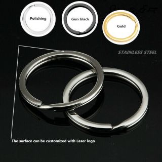 32mm Stainless Steel Flat Split Key Ring Keychain Custom Made Laser Logo 3 Colo