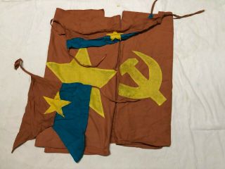 4 Flag_ Vn Army Flag - Vc Communists Hammer And Sickle Flag - Viet Cong Nlf,