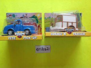 The Chevron Toy Cars Pete Pick - Up And Horace `n Trailer W/ Horse 1997