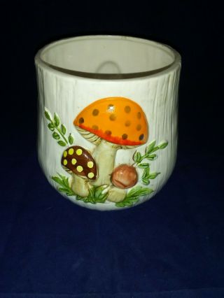 Vintage Sears Merry Mushroom 6 " Ceramic Kitchen Canister Base (no Lid) Euc