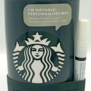 2016 Starbucks Siren Mermaid Writable Ceramic Travel Tumbler Black 12 Oz Coffee